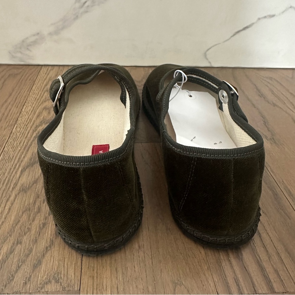NWT ViBi Venezia Women's Mary Jane Velvet Ballet Flats Bottiglia Olive 40 EU, 10 - Picture 4 of 8